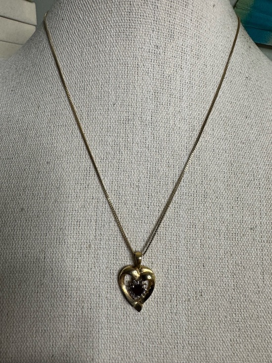Gold Vermeil Heart Pendant Necklace with Ruby-Red Center FAS 925 Italy 18” - Picture 8 of 15